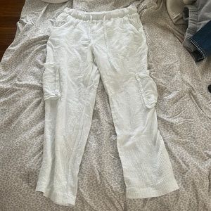 white linen pants